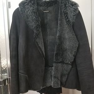 Elie Tahari real shearling suede coat